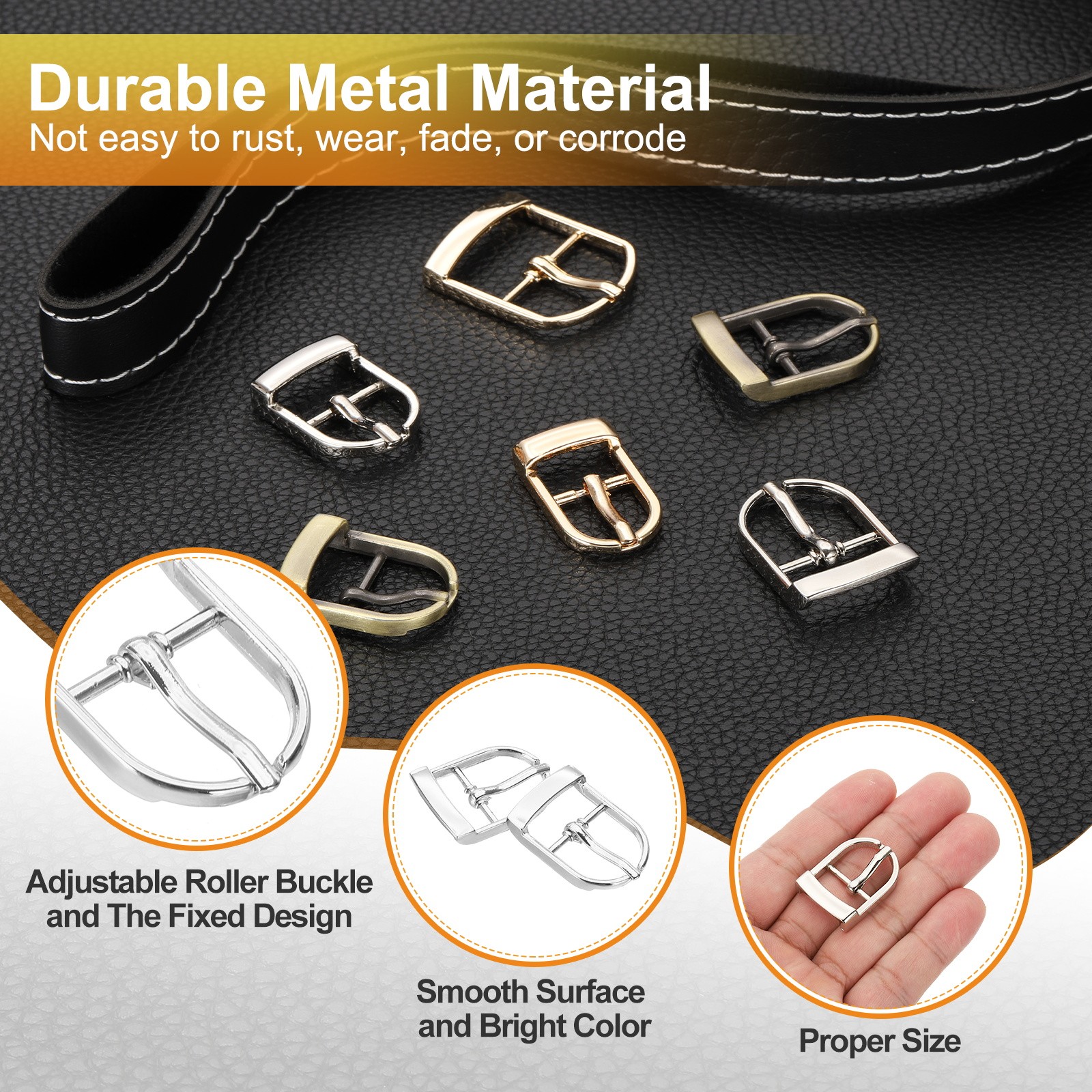 8 Pcs 0.8 Inch Adjustable Single Prong Buckle Belt Buckle, Silver Tone