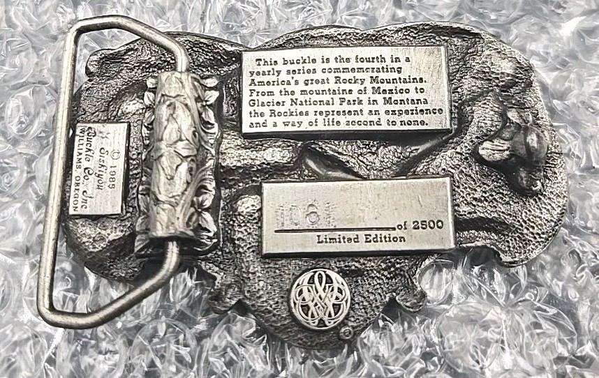 Siskiyou ROCKY MOUNTAIN Belt Buckle Vintage 1985 Pewter Eagle & Miner /2500