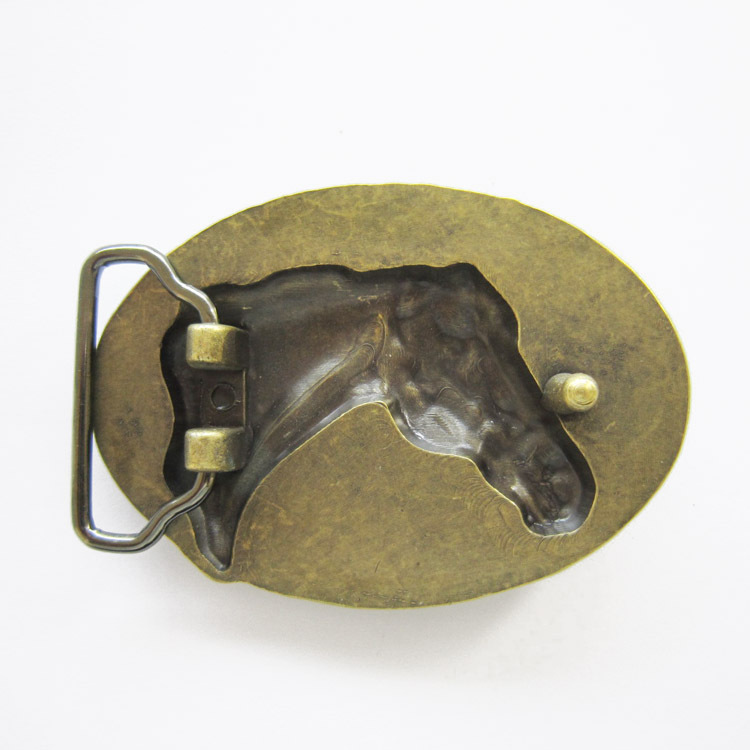 Bronze Plated Horse Head Rodeo Cowboy Western Metal Belt Buckle