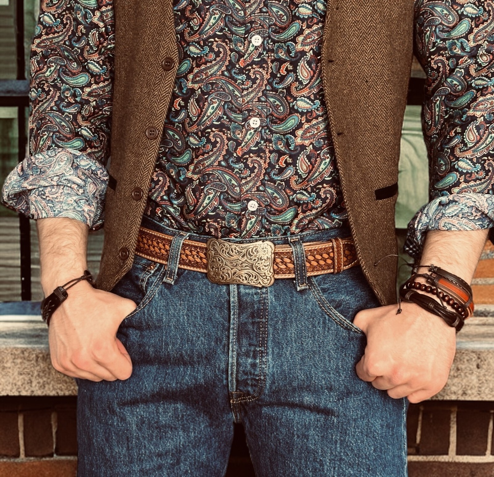Western Buckle Solid Brass Cowboy Rodeo Buckle