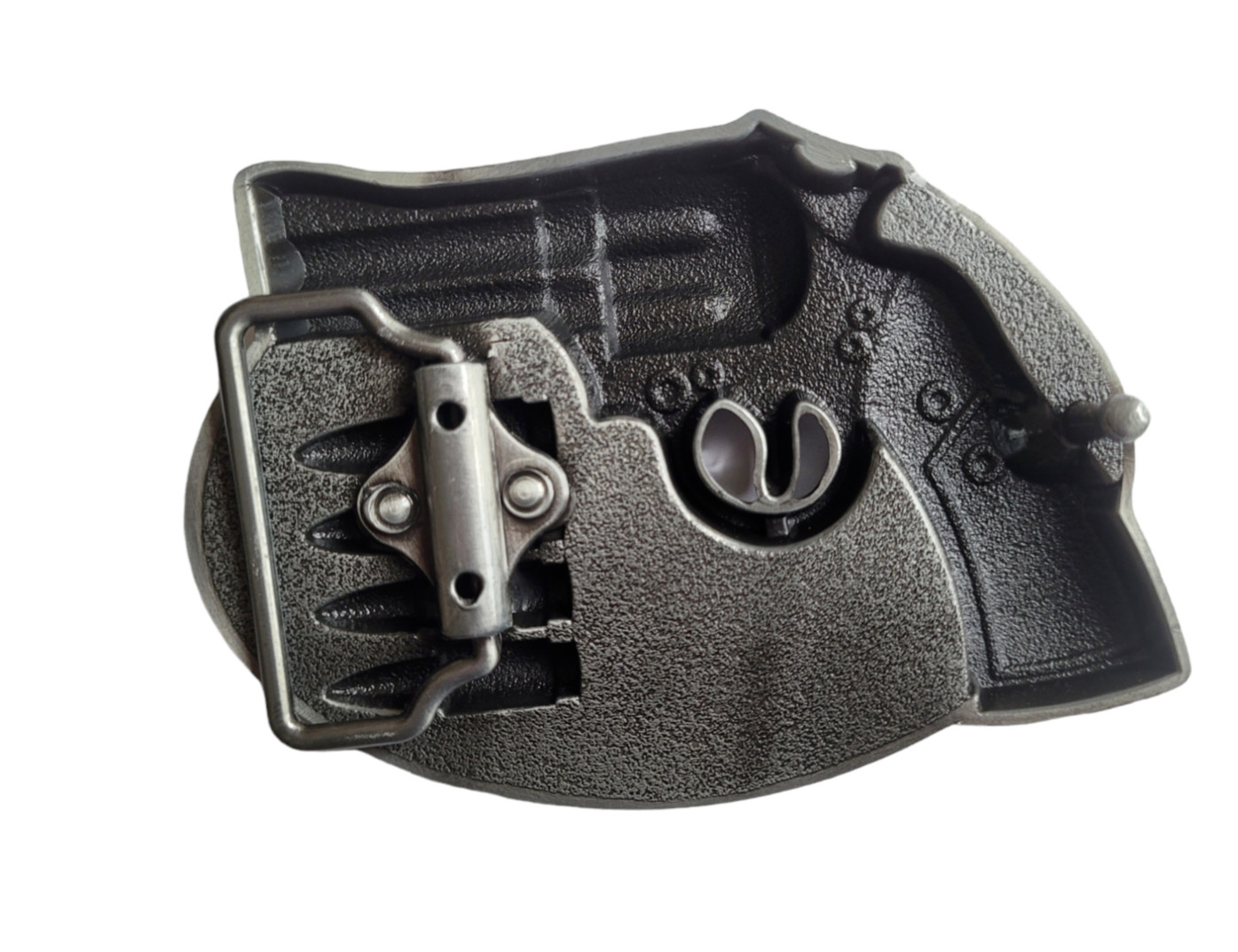 Silver Finish Pistol Gun & Bullets Buckle Western Cowboy Belt Buckle