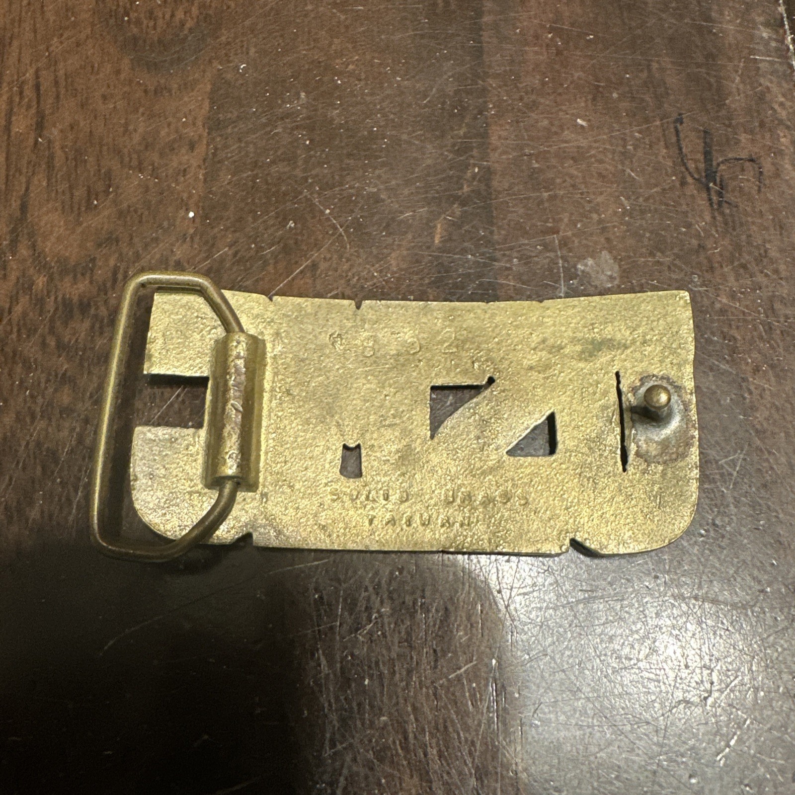 USMC solid brass belt buckle “USMC” in large letters 2” tall & 4”wide unpolished