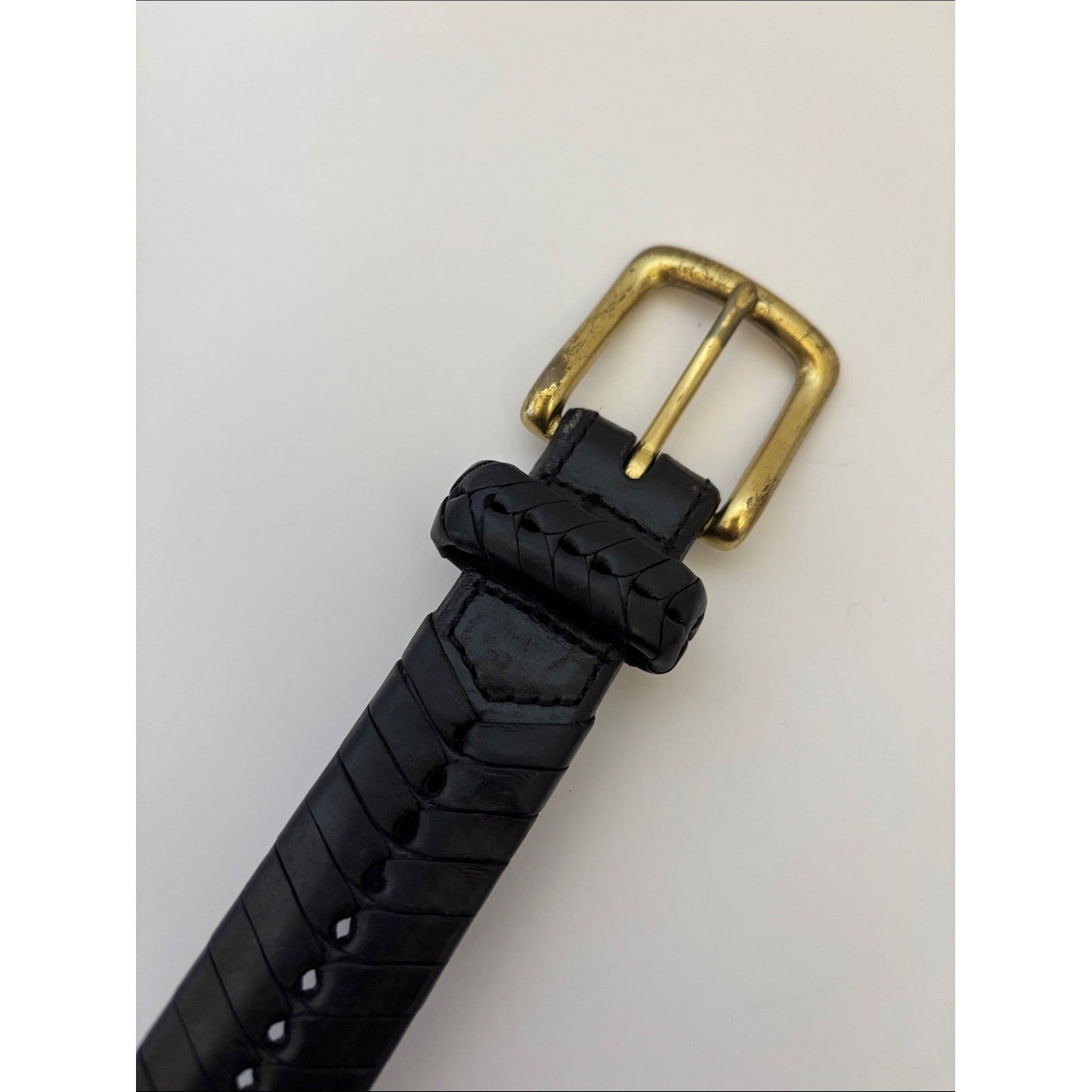 Brighton Woven Braided Black Leather Belt Brass Buckle Men&rsquo;s Size 36