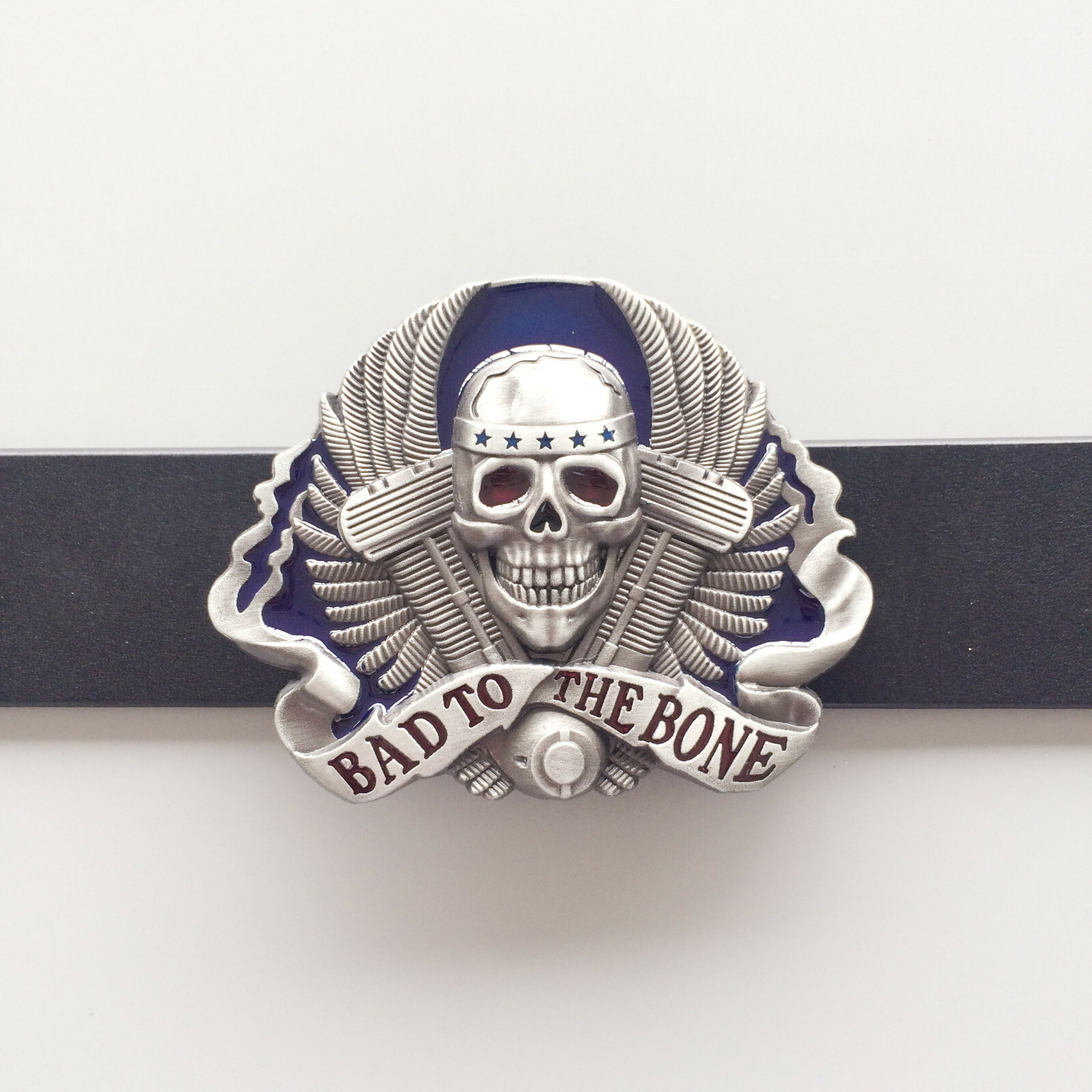 Vintage Style Enamel Skull Belt Buckle also Stock in the US