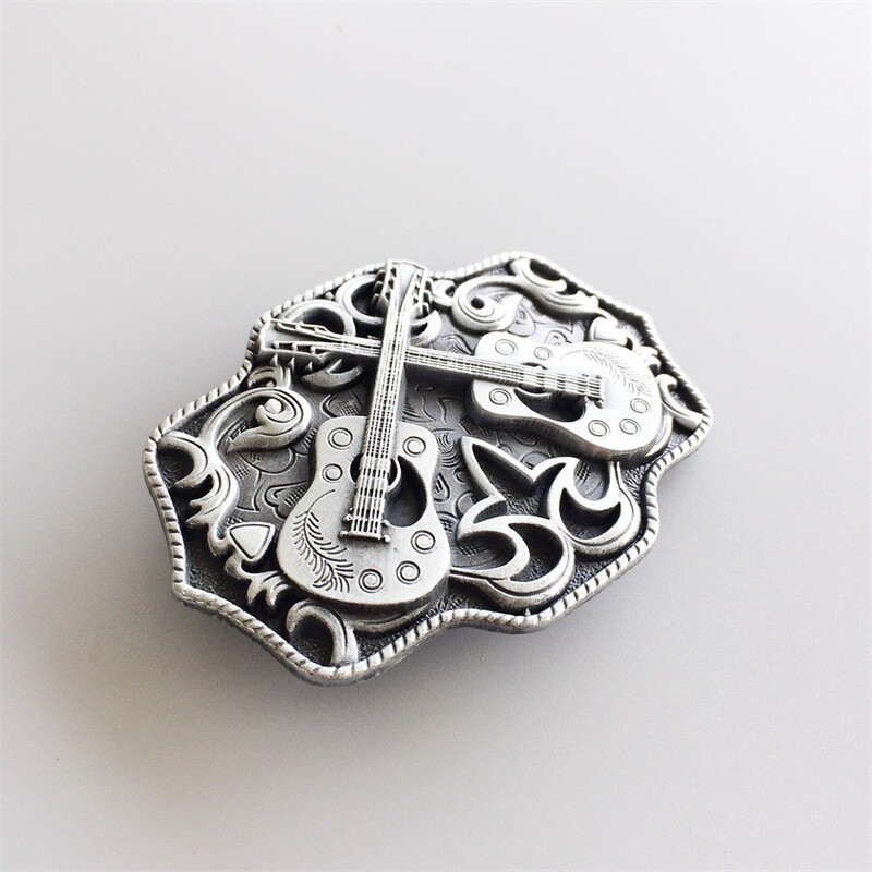 Antique Silver Western Country Cross Guitar Music Belt Buckle also Stock in US