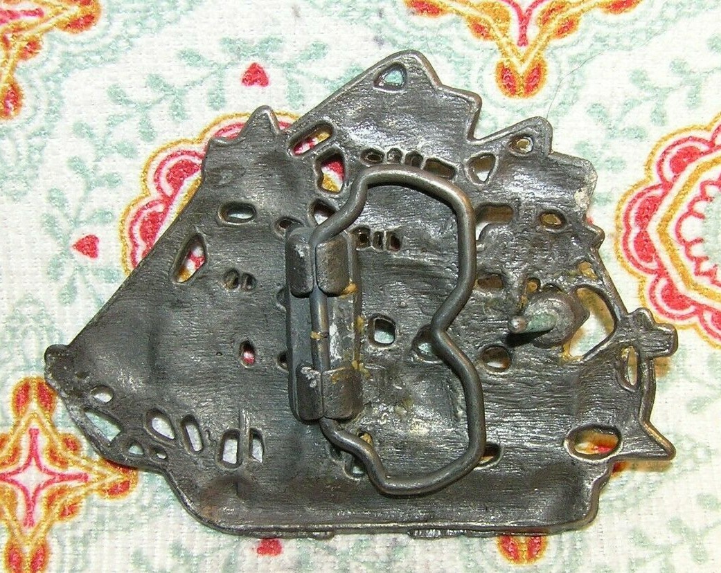 Vtg ~ Metal Schooner 12 Sails Nautical Sailing Ship / Sail Boat Belt Buckle