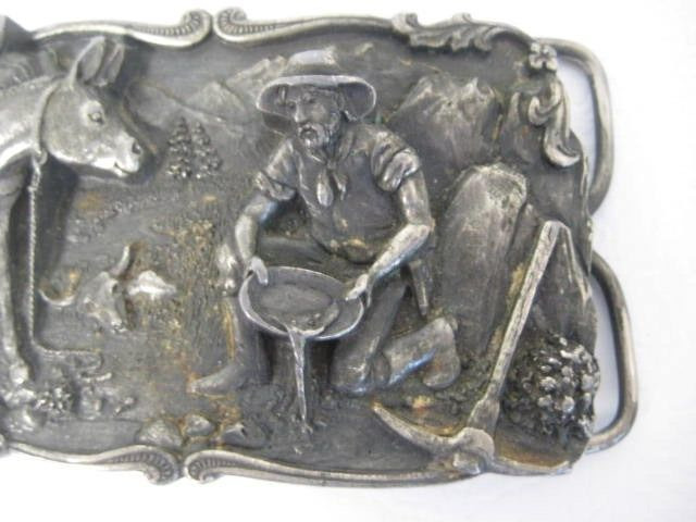 1981 Arroyo Grande Siskiyou Gold Miner Panning Belt Buckle Pewter B-10