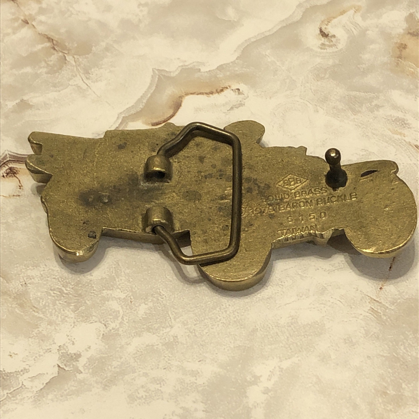 Vintage 1979 Baron Buckle Solid Brass Fire Truck Belt Buckle Department 6150