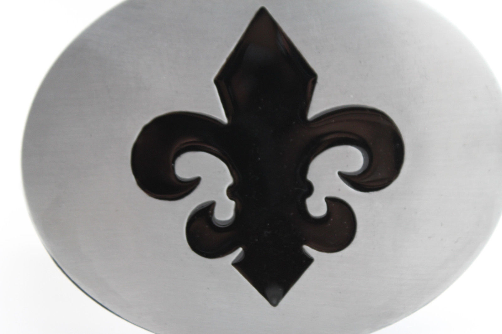 Women Men Belt Buckle Silver Metal Bling Black Fleur De Lis Iris France Flower