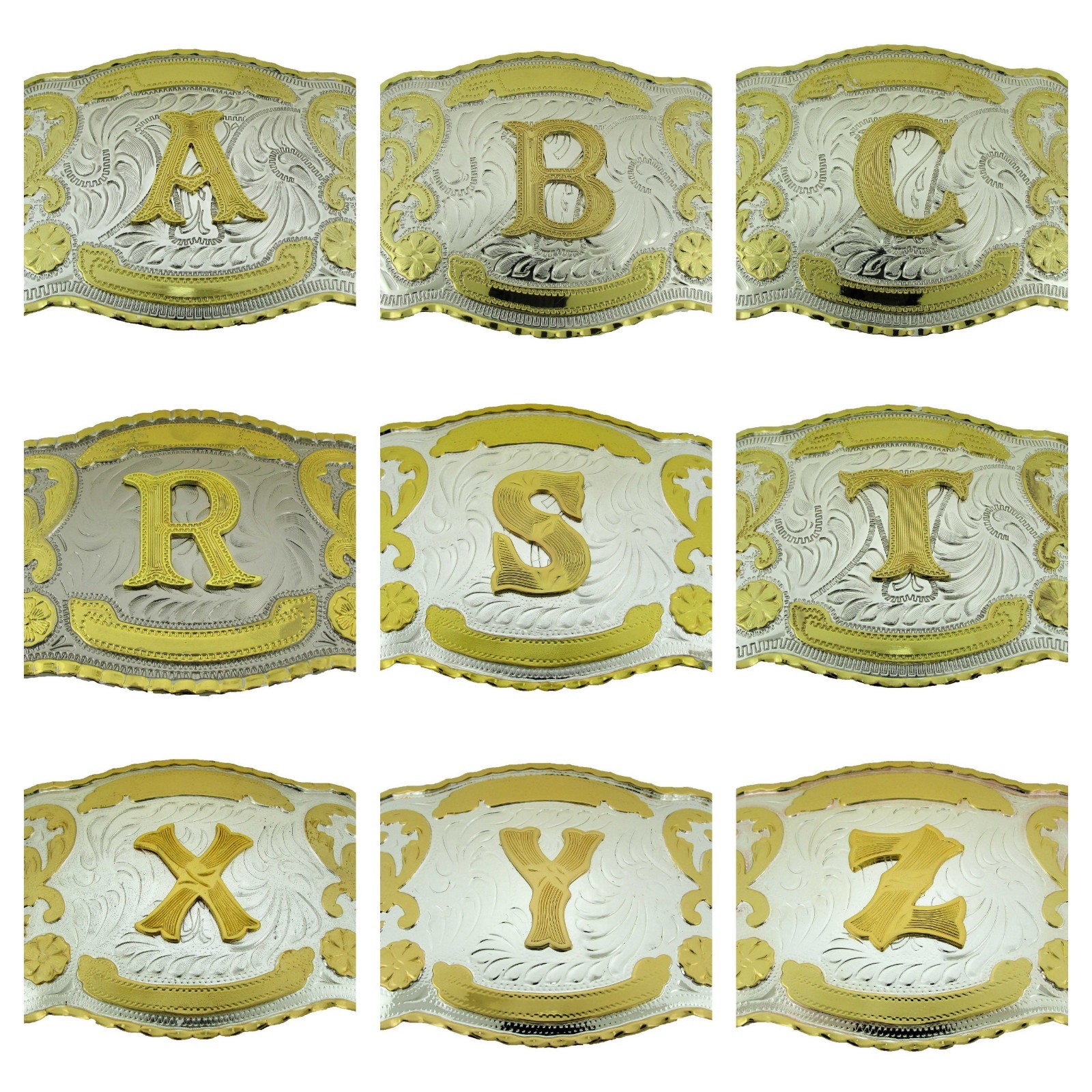 Initial Letter Gold Silver A-Z Belt Buckles Women Farm New Western Cowboy Rodeo