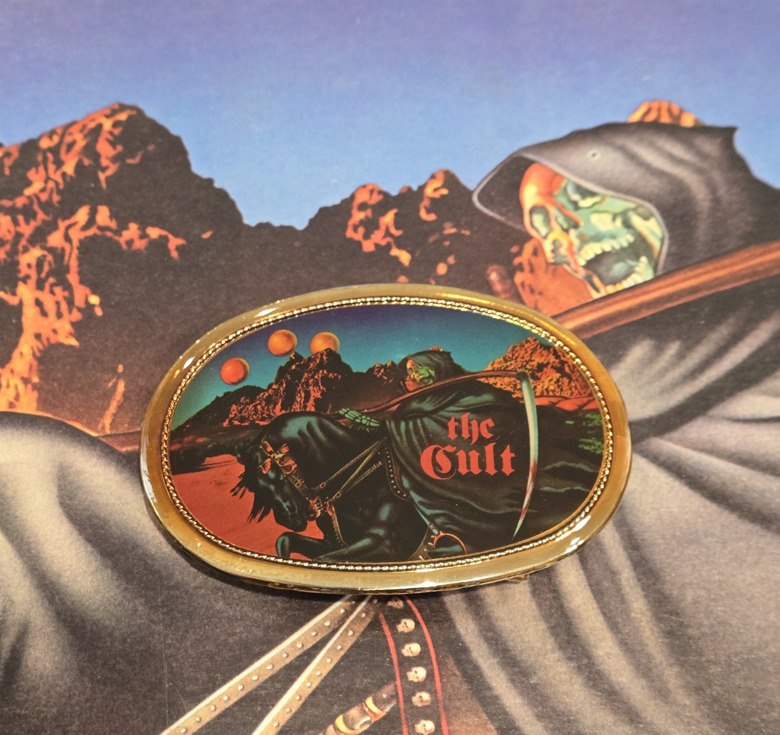 Vintage 1977 Blue Oyster Cult Belt Pacifica Mylar Belt Buckle Nice!!!