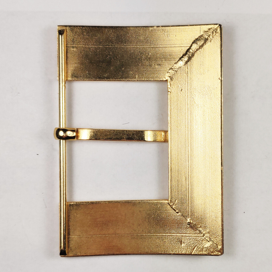 Retro Square Gold Tone Handmade Single Tongue Prong Classic Brass Belt Buckle