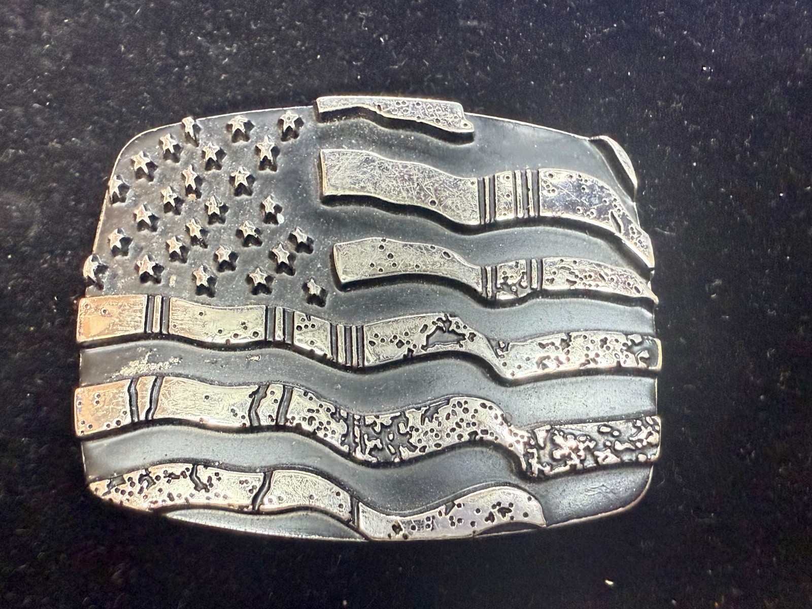 United States American Flag Engraved Patriotic – #6386 Chrome Brand Belt Buckle