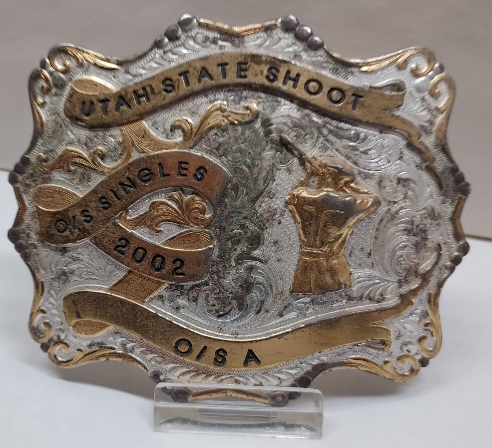 2002 UTAH STATE SHOOT – TRAPSHOOT EVENT – BELT BUCKLE – listing # 9545