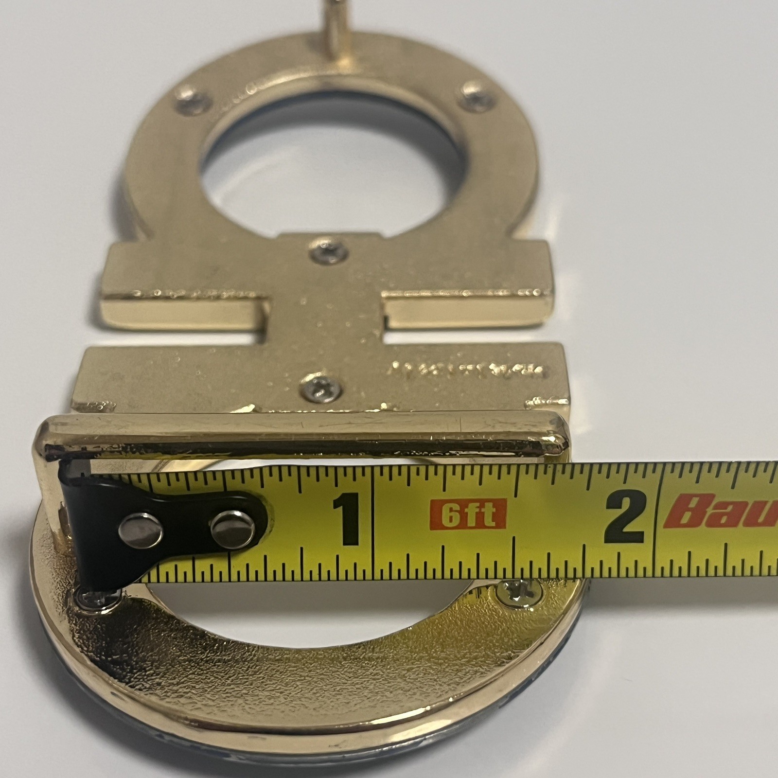 Salvatore Ferragamo Belt Buckle Gold and Navy blue fits belts 1.5” wide blemish