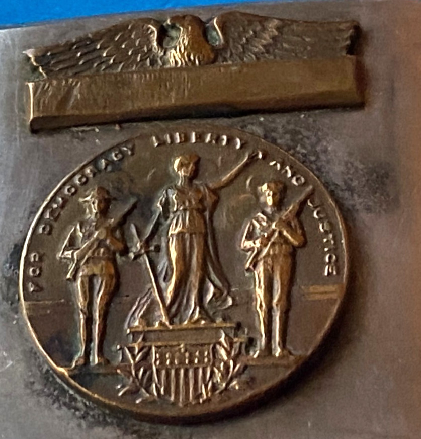 Vintage Lady Liberty Justice Democracy Memorial World War II ? Belt Buckle