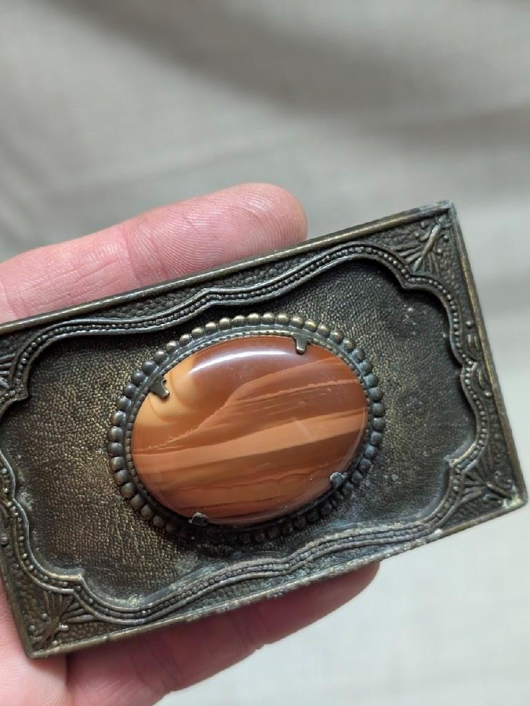 vintage PICTURE JASPER belt buckle SOUTHWESTERN native american GEMSTONE
