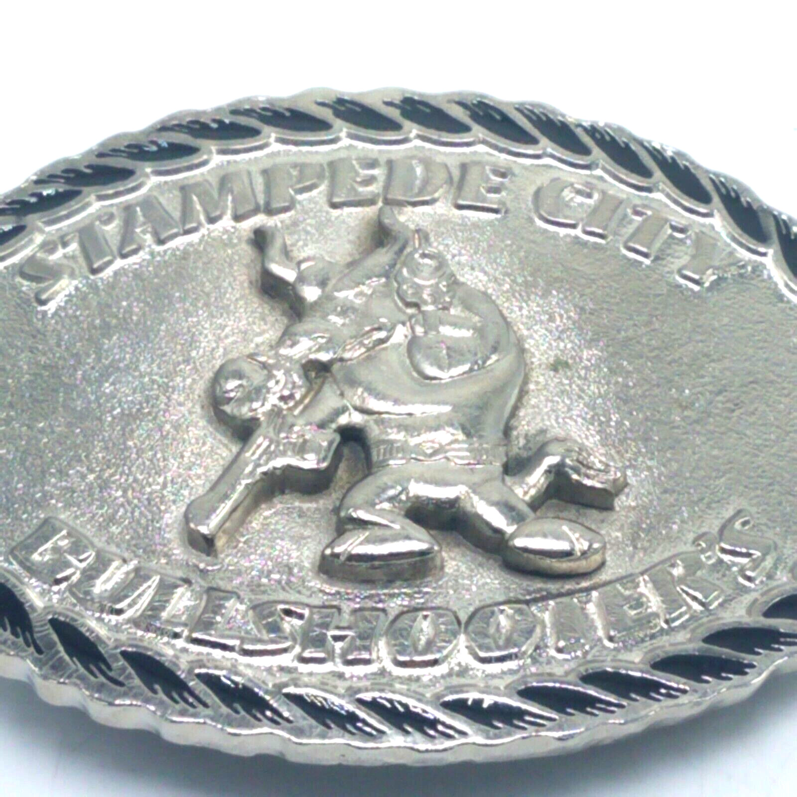 Vintage Calgary Stampede City Bullshooter&rsquo;s Belt Buckle EUC 3 1/2&Prime; x 2 3/4&Prime;