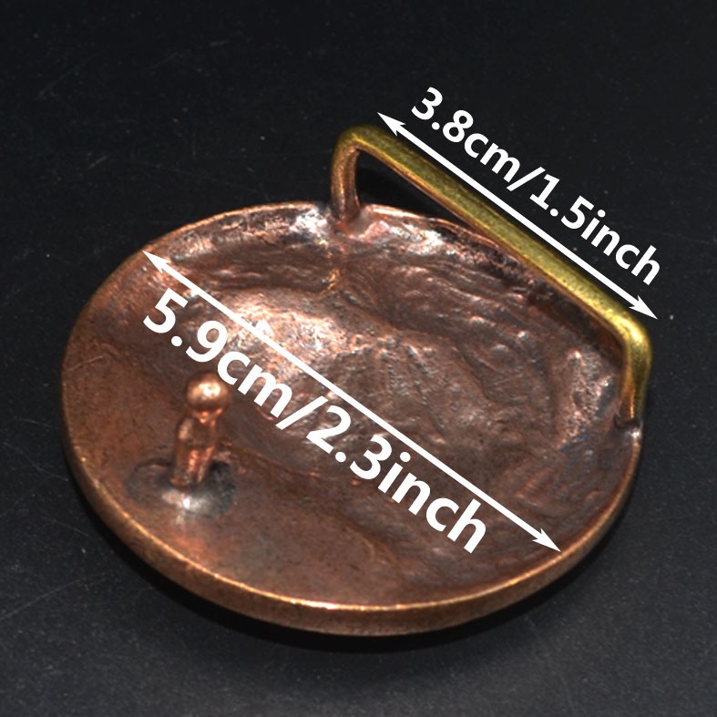 Lost-Wax Casting Copper Lion Round Belt Buckle (Belt Not Included) Men&rsquo;s Buckle