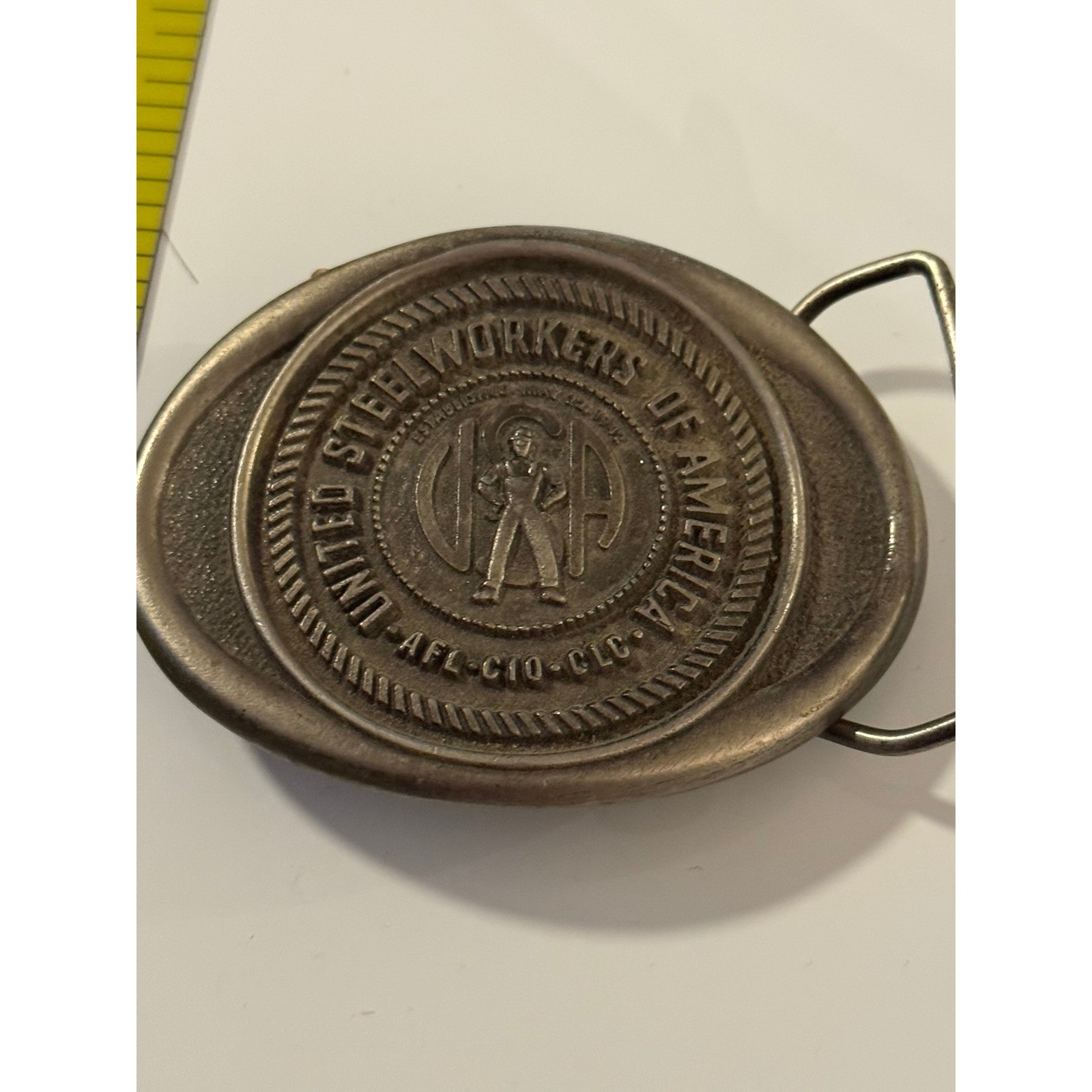 Vintage United Steelworkers of America Belt Buckle Kolbaco District 37 USA Metal