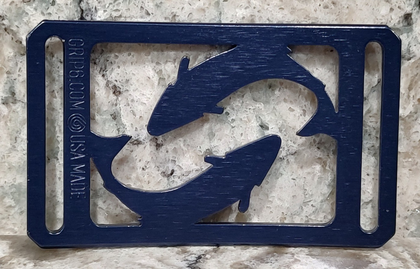 GRIP6 BELT BUCKLE – NATURALIST SALMON FISH – BLUE STEEL – 1.5 INCH WIDE #26
