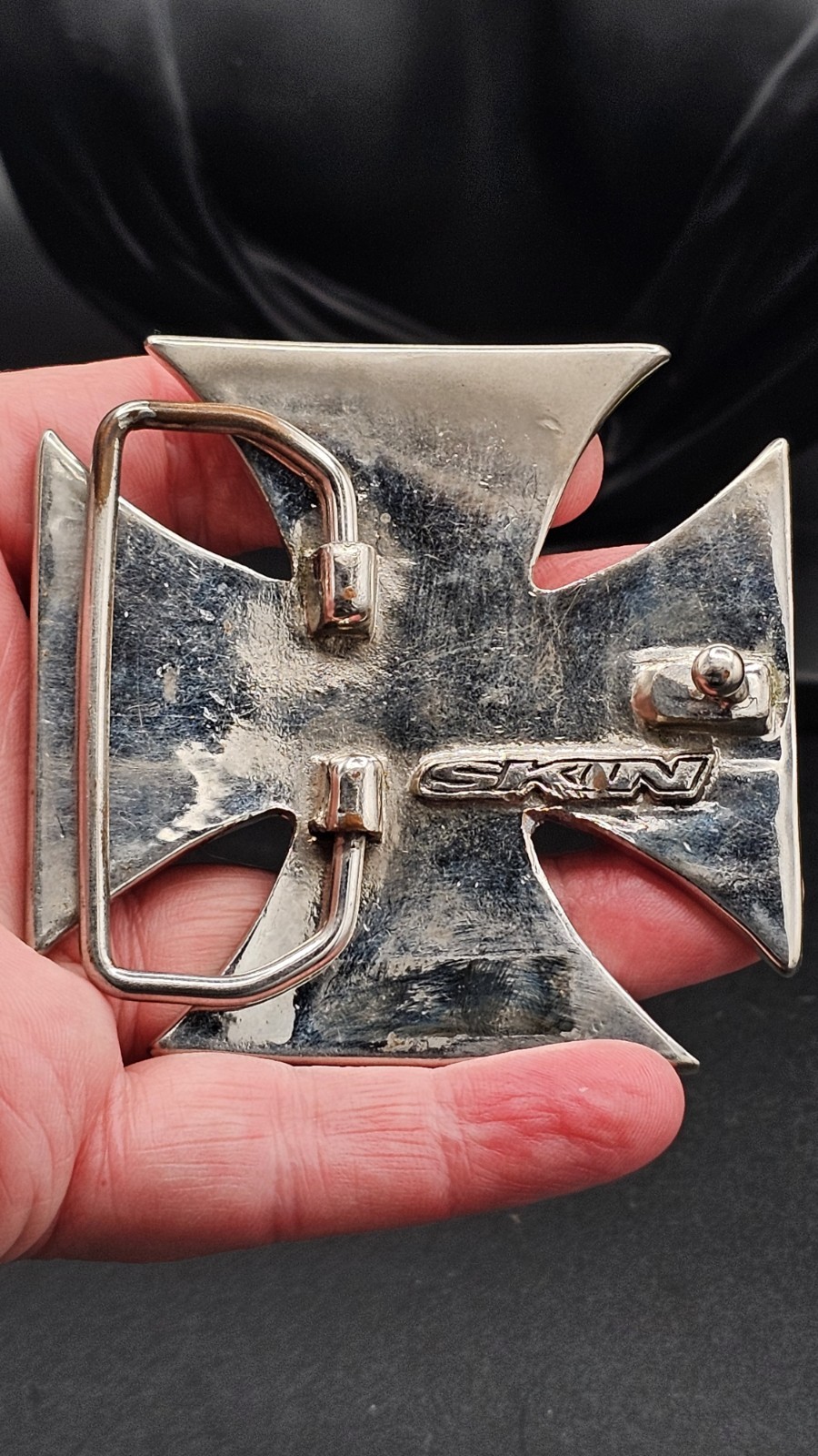 Skin Industries Maltese Cross Belt Buckle 3&Prime; x 3&Prime; Heavy Silver Tone Metal…