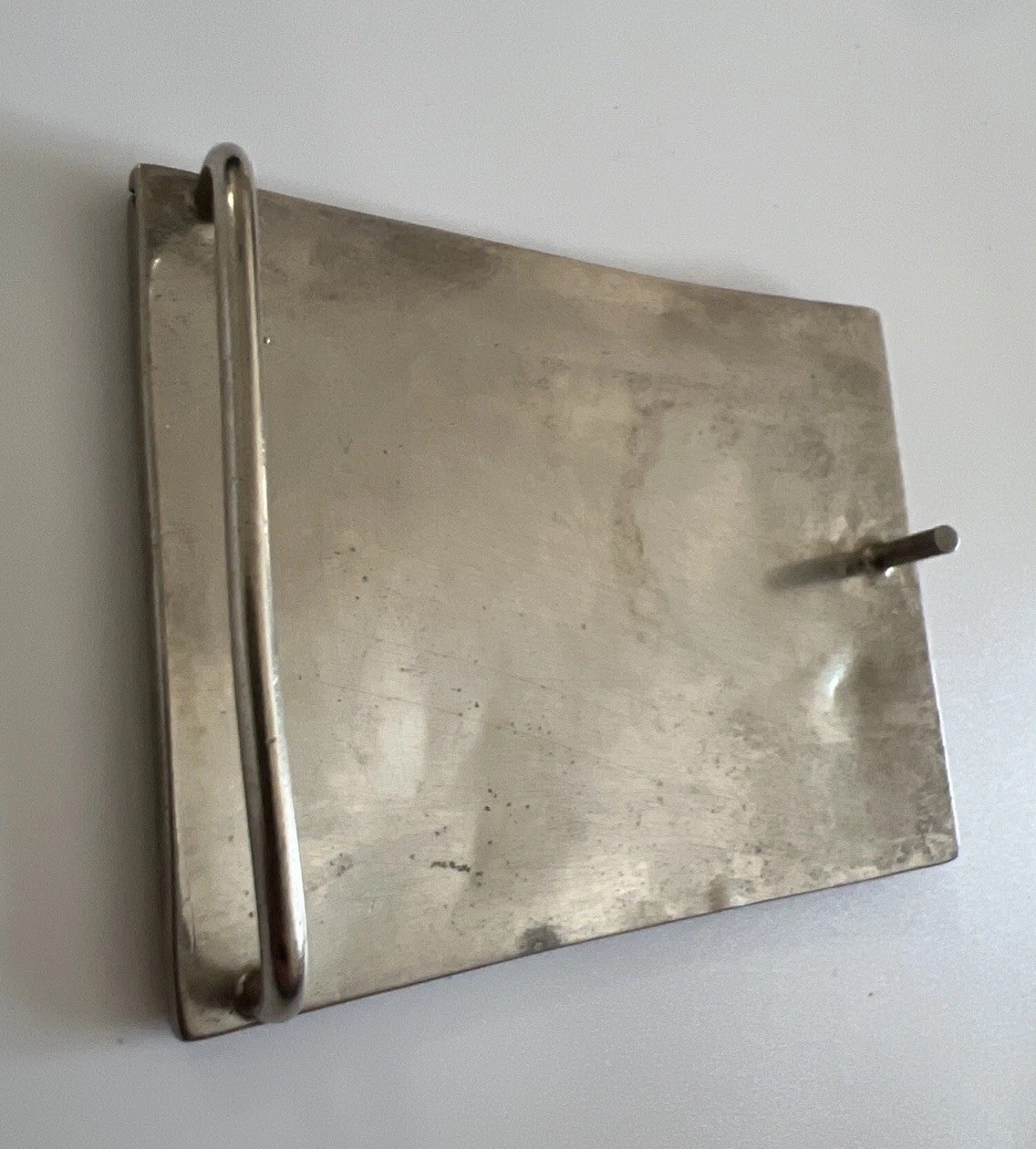Vintage Abalone Shell Mother of Pearl Silver Tone Rectangular Belt Buckle