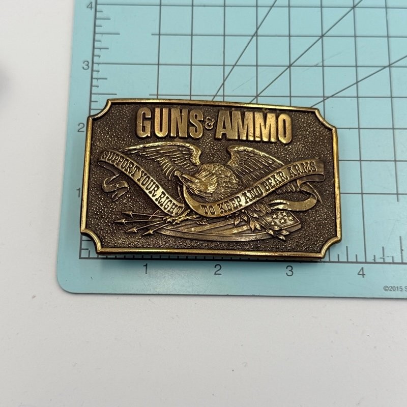 Petersen Publishing Guns Ammo Eagle Gold Tone Belt Buckle 3.5&Prime;x2.25&Prime; 1978