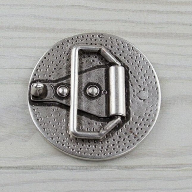Round Amulet Belt Buckle Medieval Style Metal Antique Brass Look