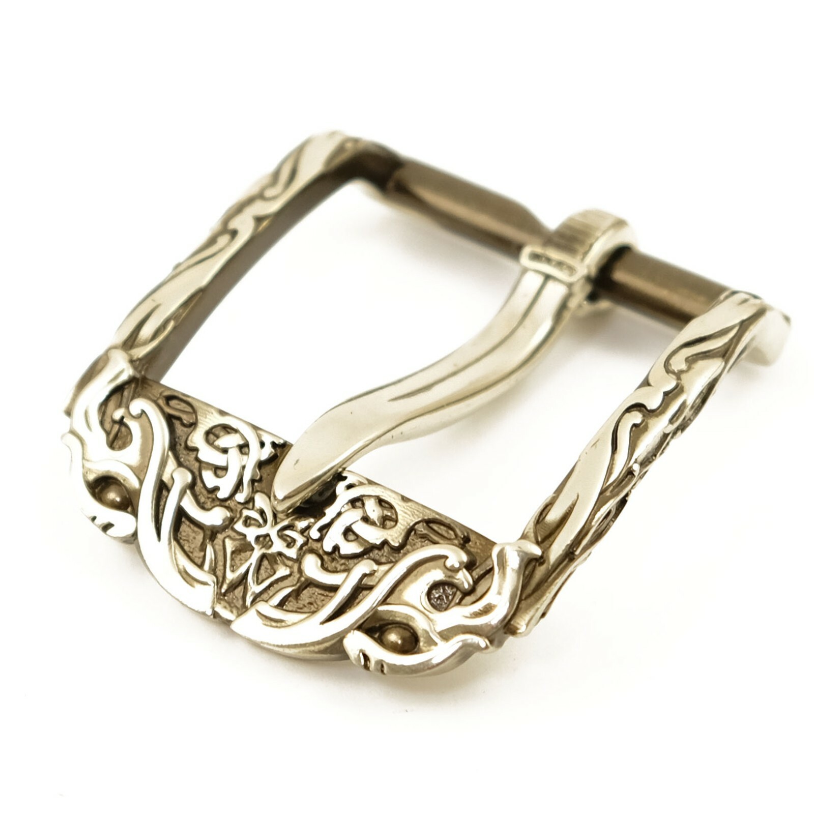 German silver belt buckle Odin&rsquo;s Wolves, pin type Old Norse Scandinavian Celtic