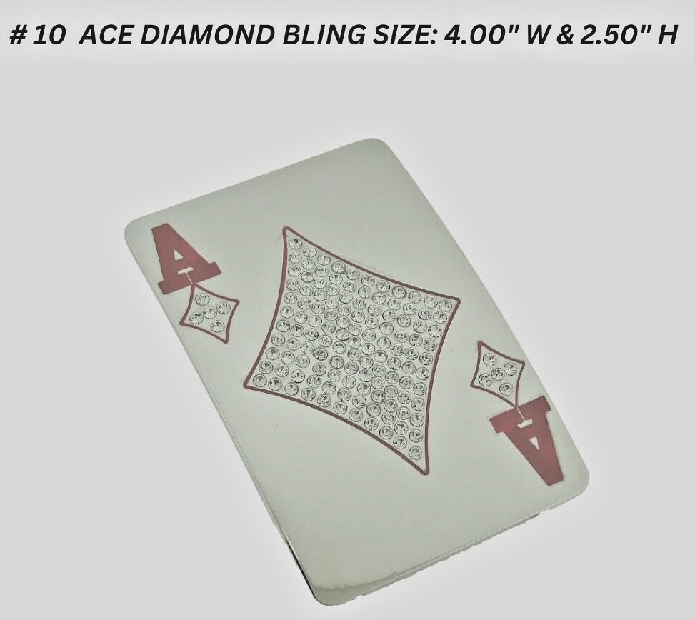 Ace of Diamond Western Men Belt Buckle Las Vegas Casino Lucky Red Metal Rodeo