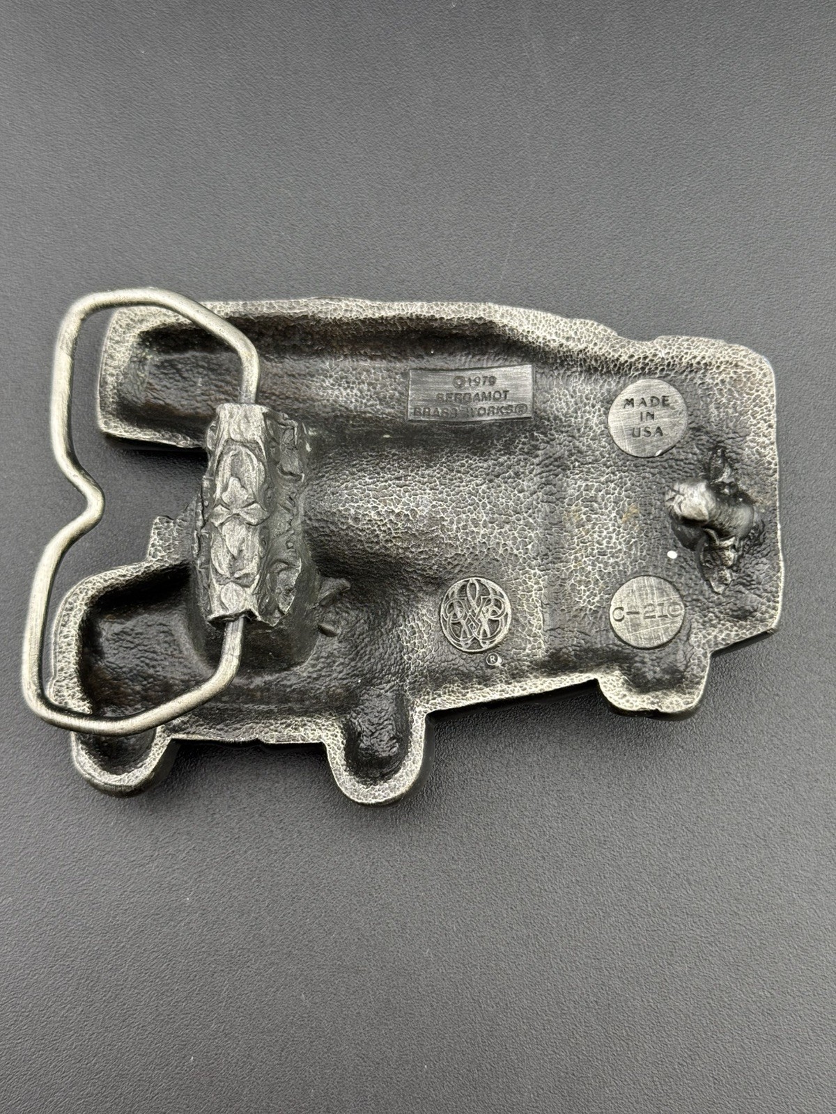 1979 Bergamot RV Motorhome Belt Buckle Vintage Camper Heavy 3D Relief Sculptural
