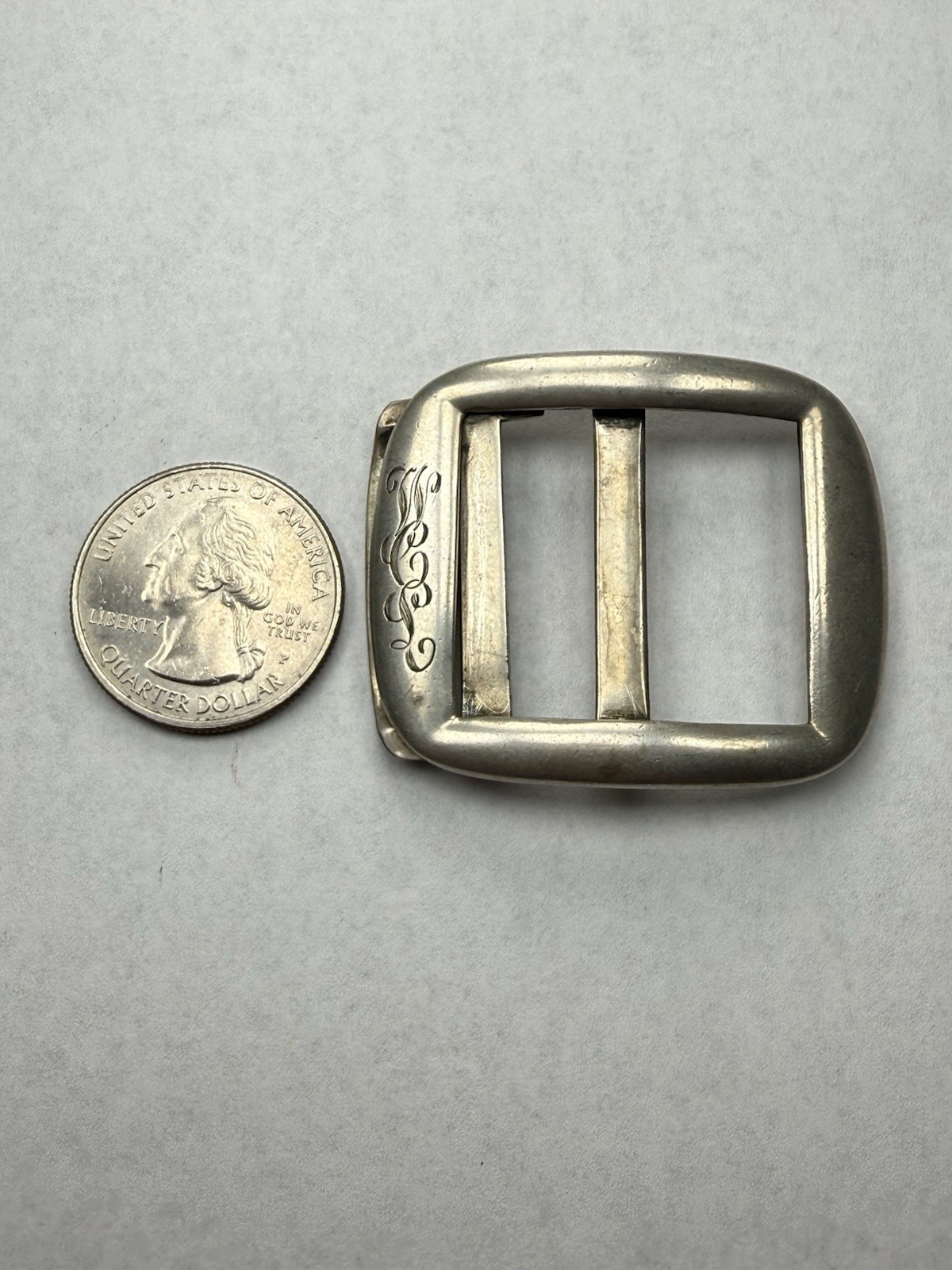 Antique Sterling Silver Mid Century Belt Buckle “WCL” Monogram – 22g
