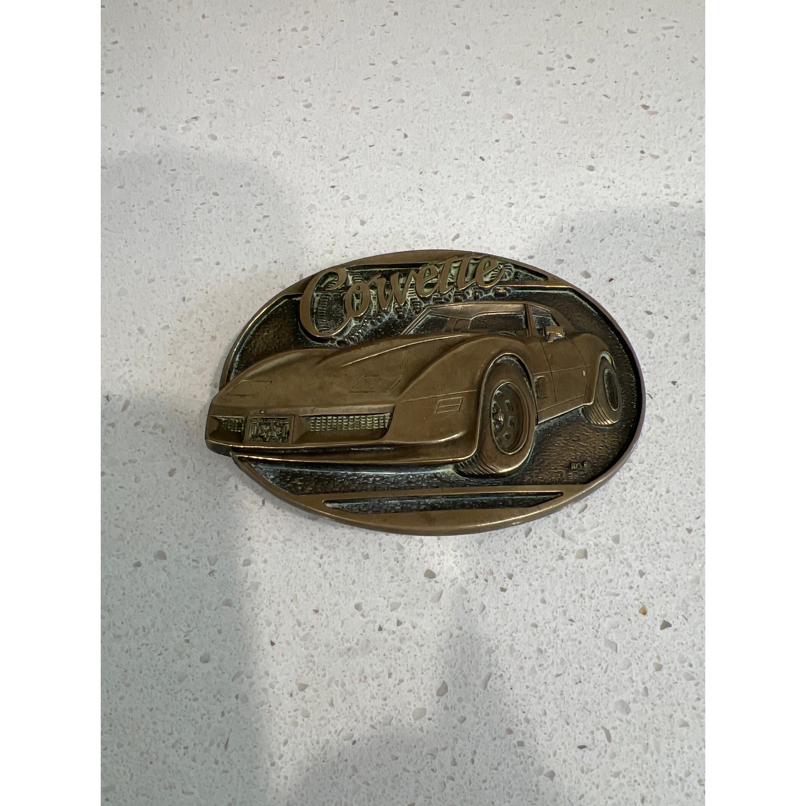 Vintage Corvette Brass belt buckle Award Design Metals
