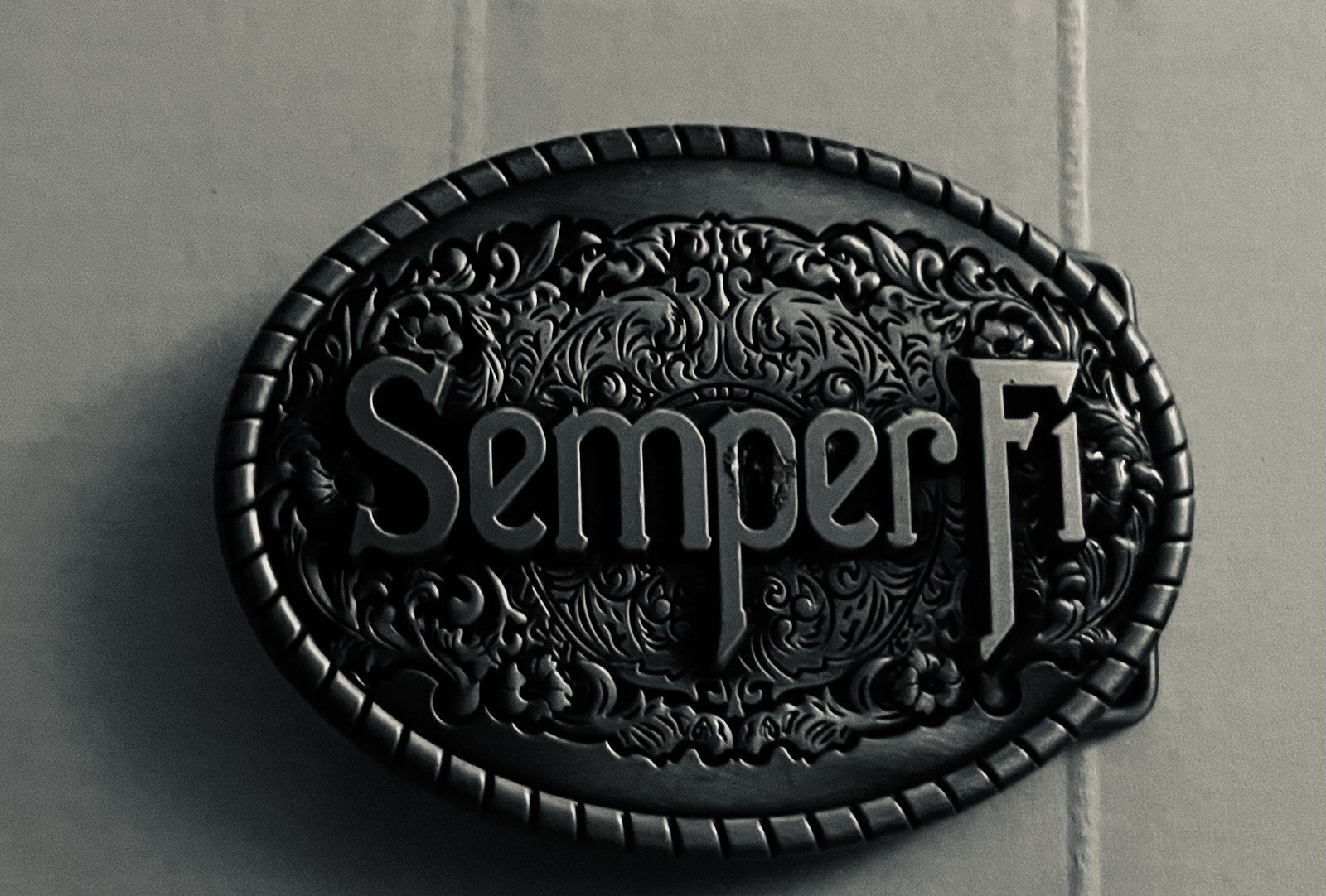 U.S. Marines Semper Fi Belt Buckle Silvertone