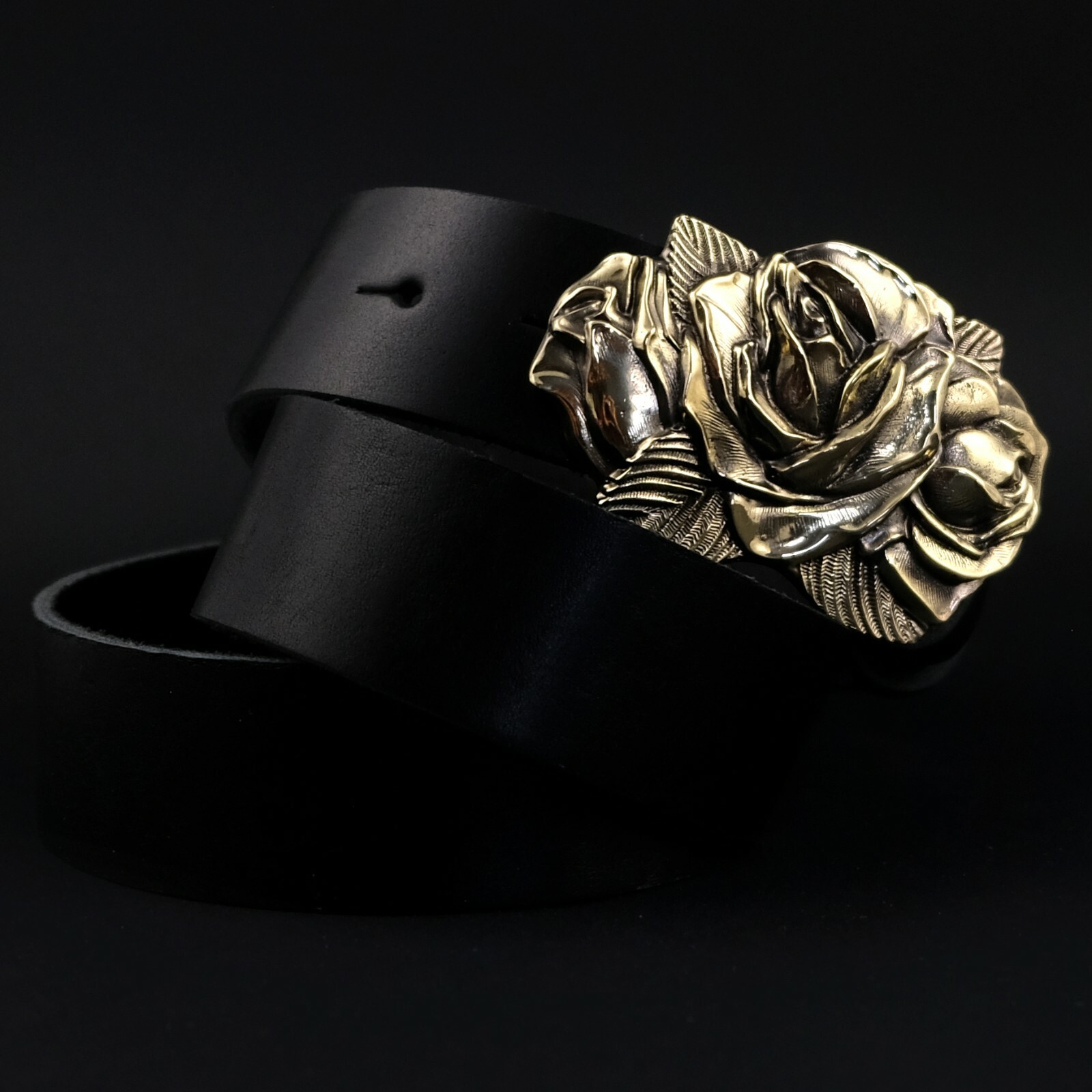 Belt buckle Rose American Beauty, Handmade brass flower women accessories,