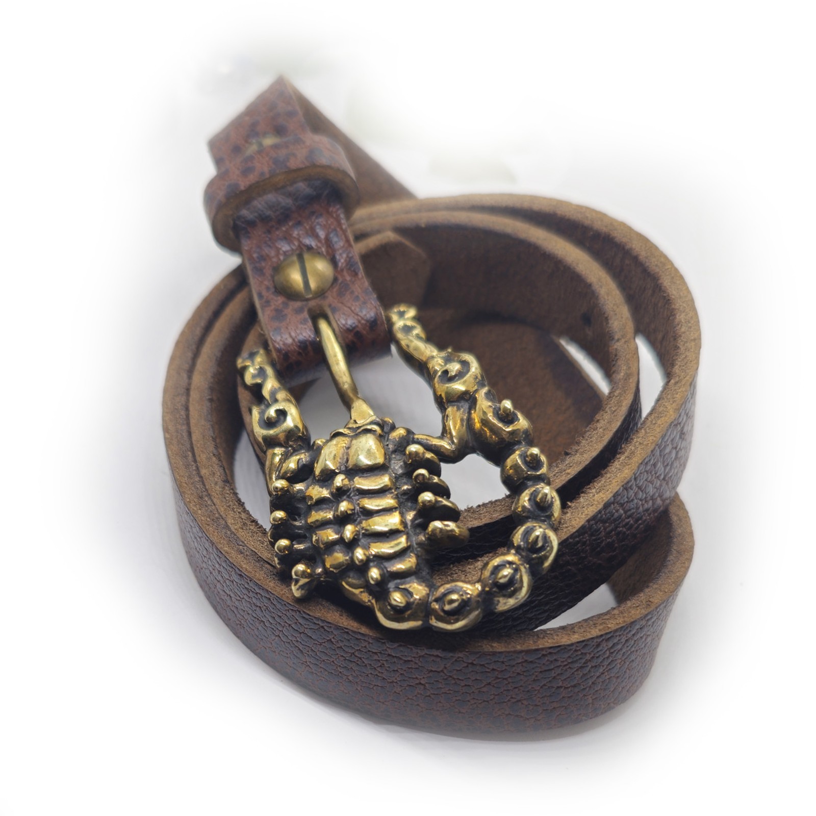 Scorpion Brass Belt Buckle with Bizon Genuine Leather