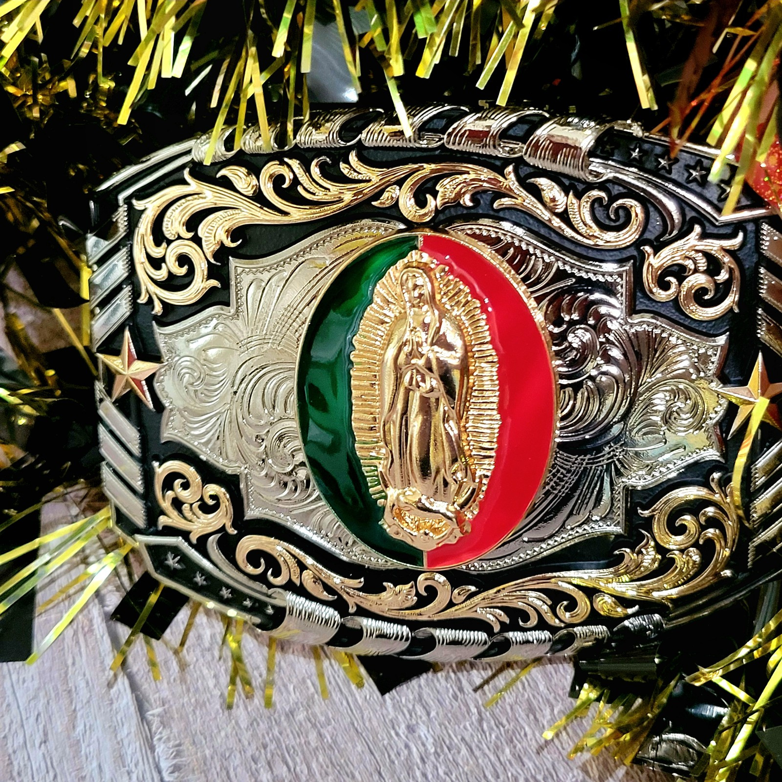 Guadalupe Virgin Mary Belt Buckle Western Style Hebilla Vaquera Con Virgen