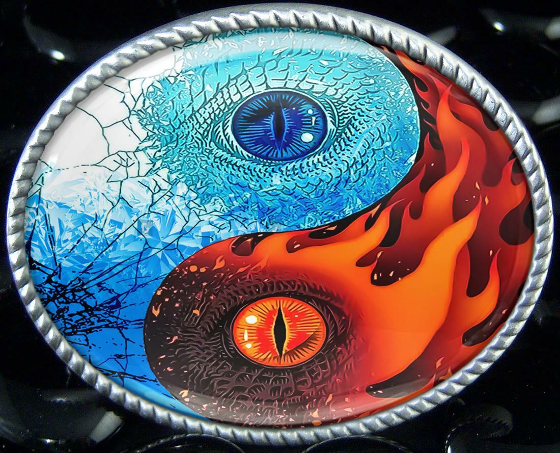 Yin Yang Sci-fi Dragon Tattoo Handmade Resin Artisan Belt Buckle