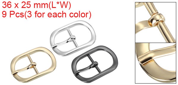 9Pcs, 0.7&Prime; Single Prong Metal Roller Pin Belt Buckles Black/Silver/Light Gold