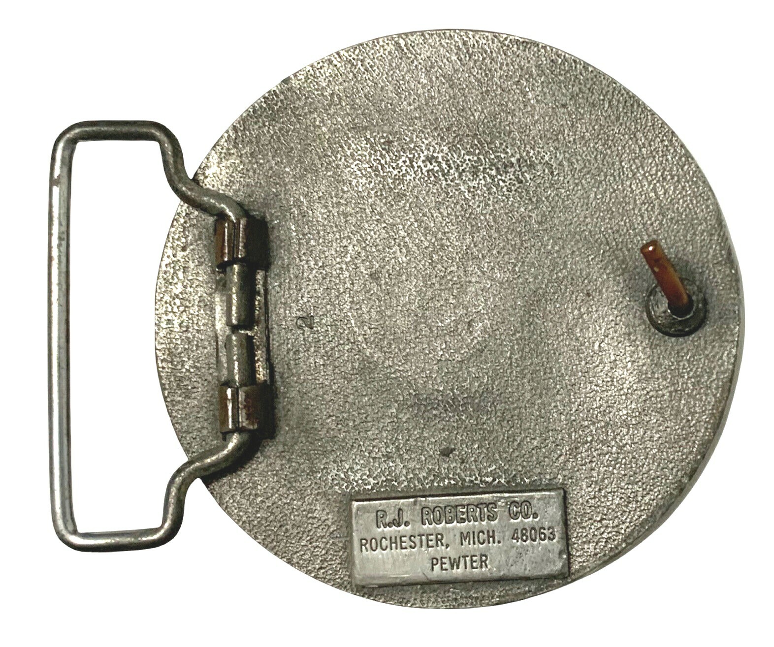 Vintage RJ Roberts Arm & Hammer Pewter Belt Buckle Product Advertising Made USA