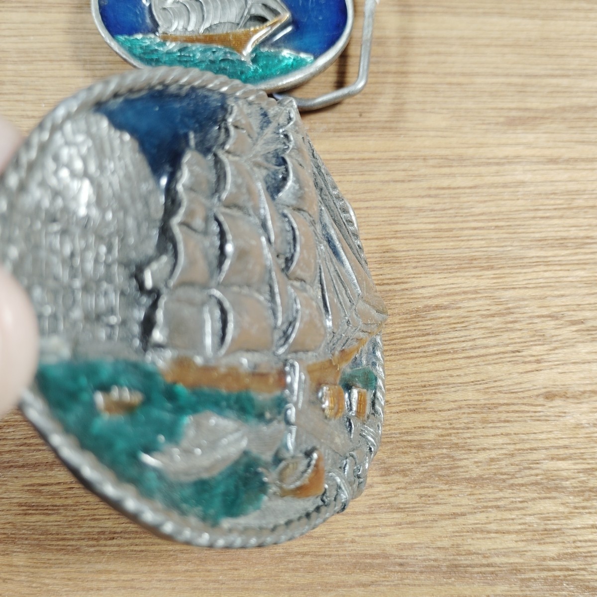 TWO Vintage Bergamot Brass Works Sailing Ship Belt Buckle Kipling 1980&rsquo;s USA