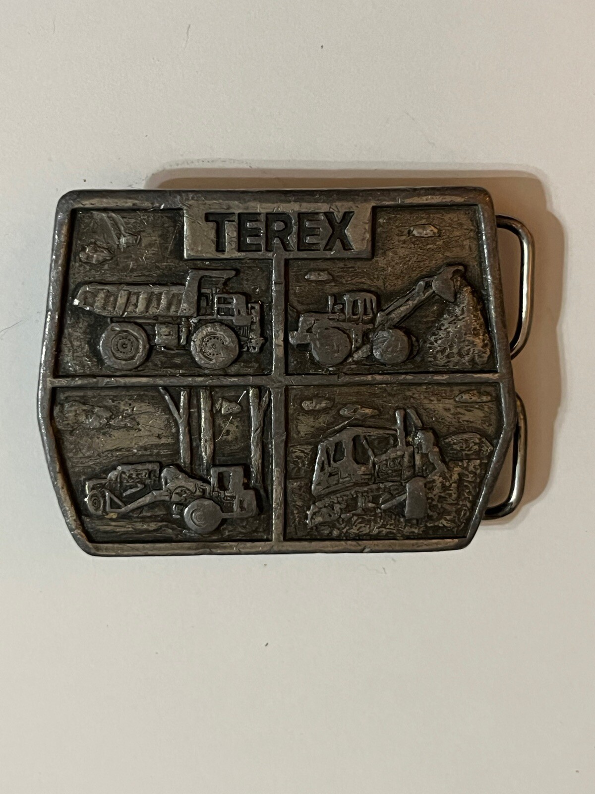 TEREX by GM Heavy Equipment Belt Buckle Silver Tone Unbranded USA 3” x 2” VTG