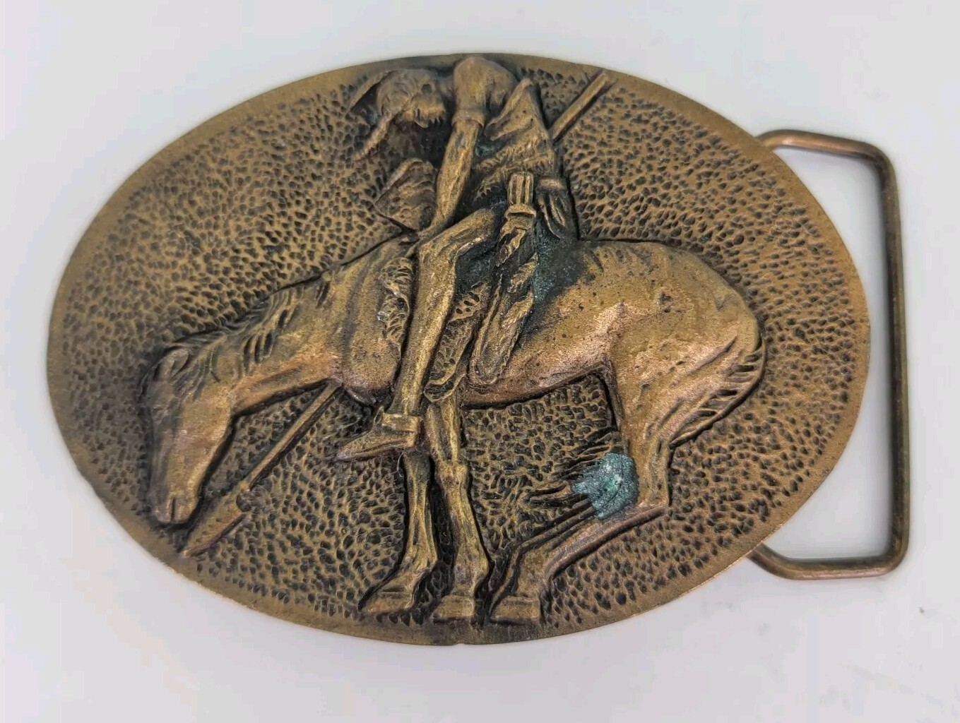 Vintage Native American Belt Buckle Spec Cast Denver CO 1981 Brass