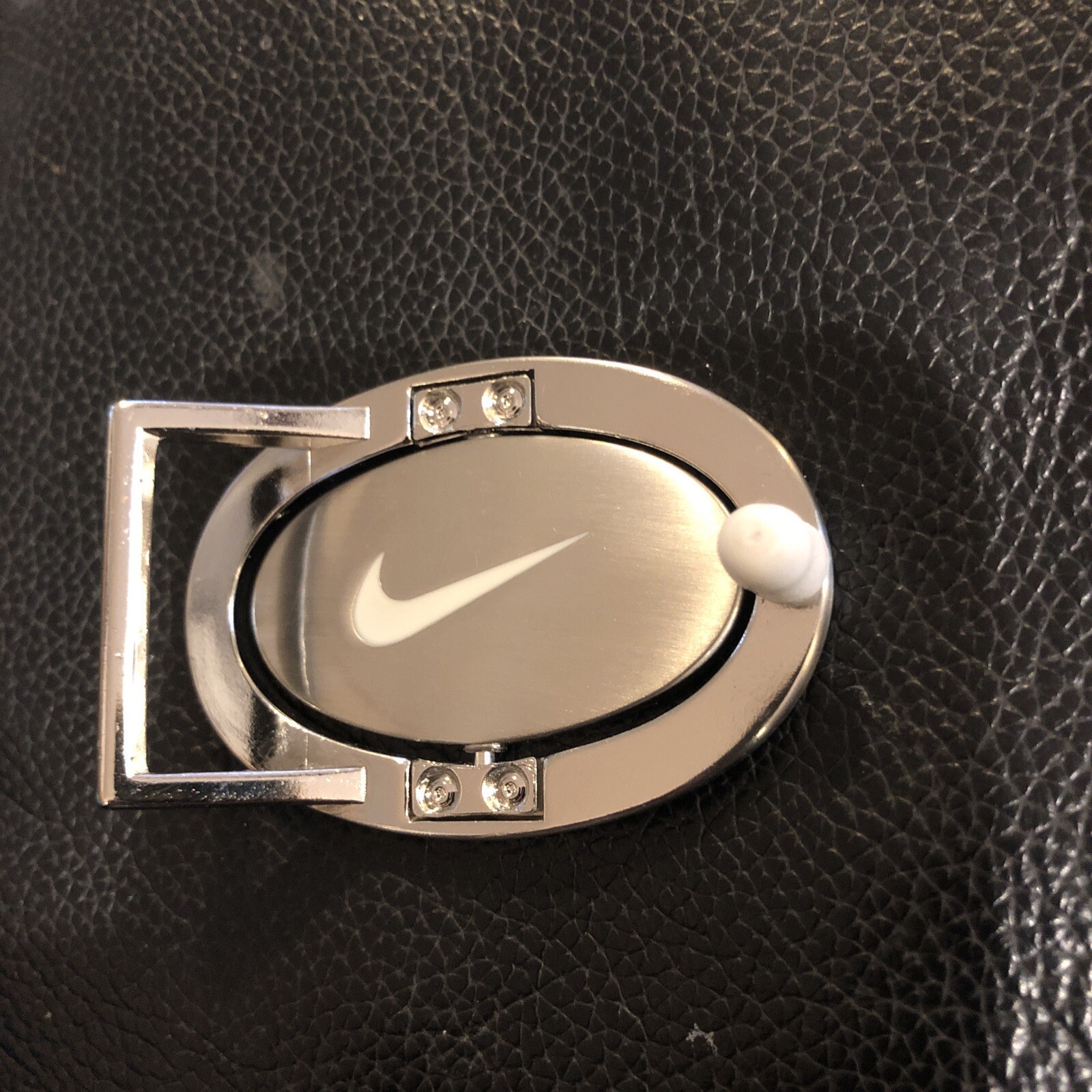 Nike Spellout Swoosh Silver White Pink Belt Buckle