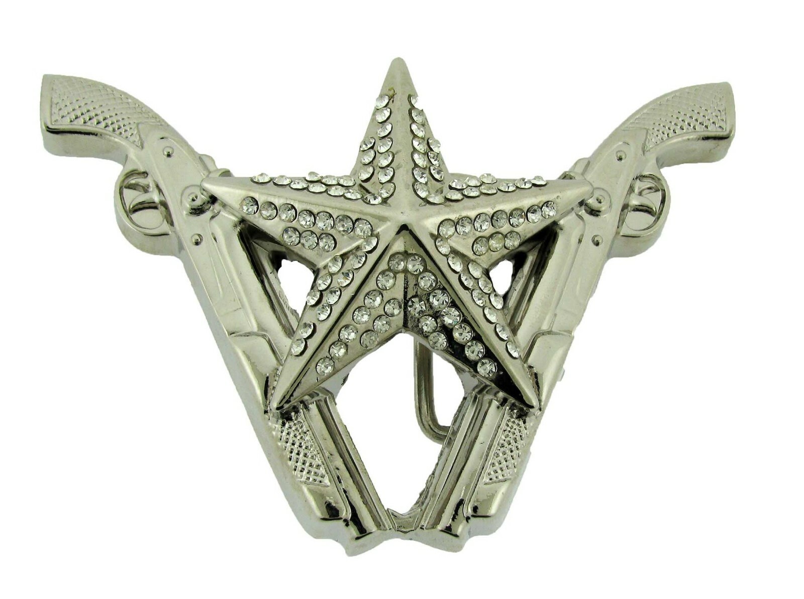 Rock Rebel Silver Famous Star & Strapes Belt Buckle Silver Gold Bling men women
