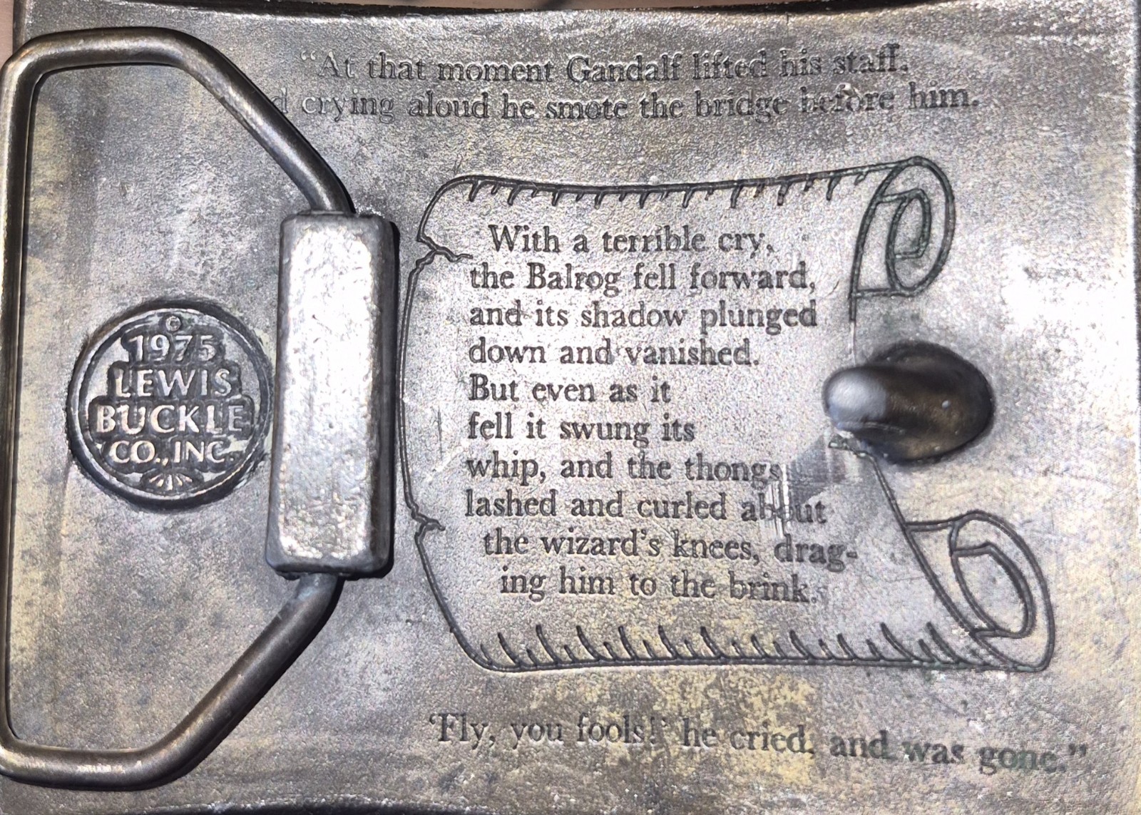 Lewis Buckle Co Inc Gandalf LOTR Metal Brass Belt Buckle Vintage 1975