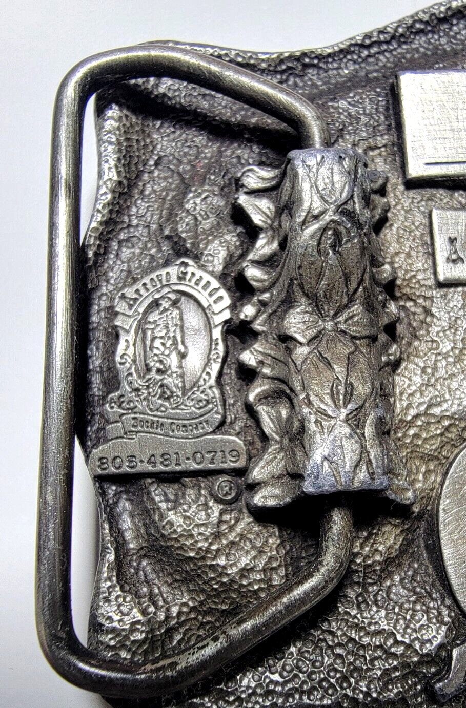 Arroyo Grande Belt Buckle Square Dancing #339 1985 Pewter 3.25&Prime;x2 5/8&Prime; Fit 1.75
