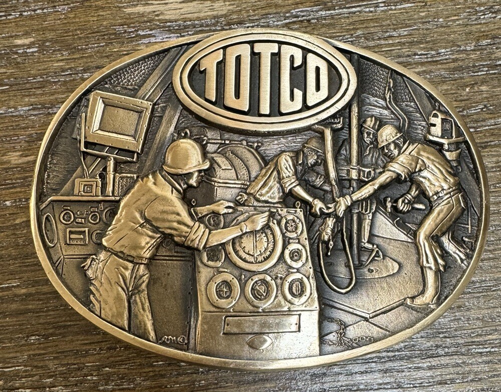 Hughes And Totco Vintage Oil Field Drilling Belt Buckles *MINT CONDITION*