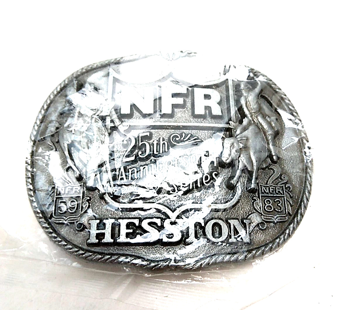 National Finals Rodeo Hesston 1983 NFR Adult Cowboy Buckle New in Plastic